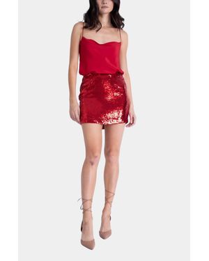 Karina Grimaldi Lena Sequin Skirt - Red