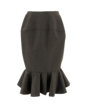 Jacquemus Taupe La Jupe Palmier Asymmetric Virgin Wool Midi Skirt - Black