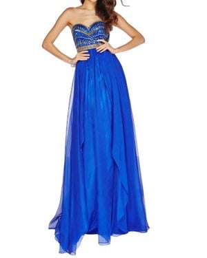 Angela & Alison Jeweled Prom Dress - Blue