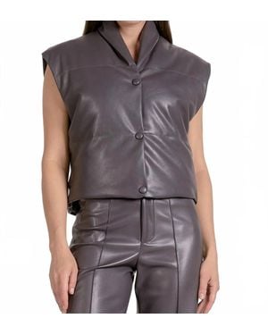 Elan Skye Leather Vest - Gray