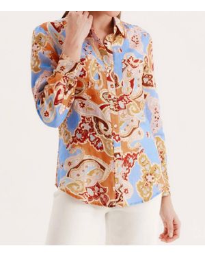 tyler boe Addison Linen Paisley Blouse - White