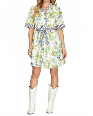 She + Sky Summer Garden Mini Dress - Yellow