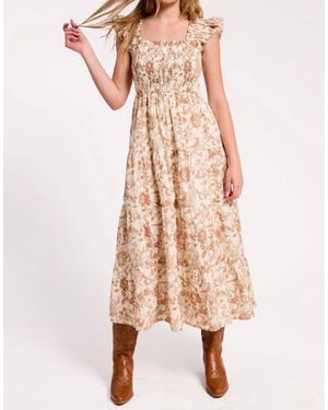 Ultramarine Rainey Smocked Toile Midi Dress - Natural