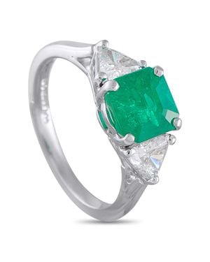LB Exclusive Platinum 0.60Ct Diamond And Emerald Ring Mf15-051526 - Green