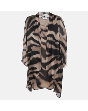 424 Marina Rinaldi Zebra Print Chiffon Twinset Cardigan - Black
