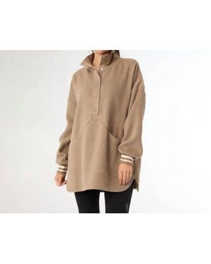 Coco + Carmen Lindi Loose Fitting Quarter Snap Front Top - Natural