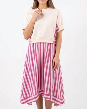 ..,merci Stripe Midi Dress - Pink