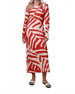 MON RENN Tropico Midi Dress - Red