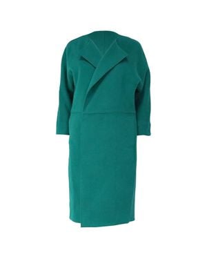 Diane von Furstenberg Collarless Hidden Closure Coat - Green