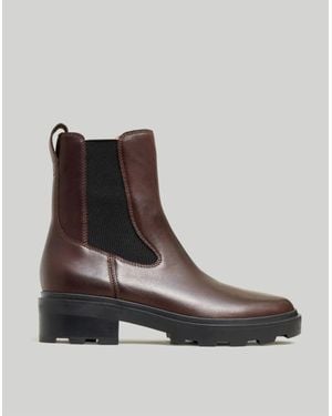Madewell The Wyckoff Nn020 Boots Raisin Leather Chelsea Htat511 - Brown