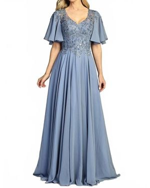 Let'S See Style Flutter Sleeve Gown - Blue