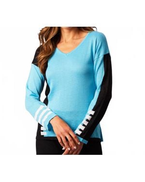 French Kyss Piano V-Neck Top - Blue