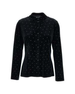 Irie Velvet Button-Down Casual Shirt - Black