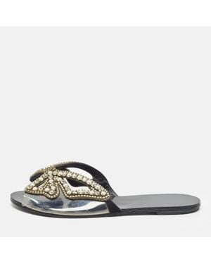 Sophia Webster Leather And Pvc Madame Butterfly Slide Flats - White