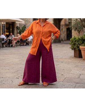 Gigi Moda Wide Leg Linen Pants - Red