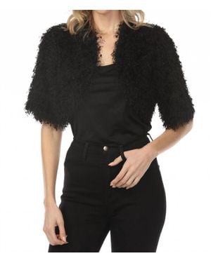 Joseph Ribkoff Fringe Open Front Bolero Jacket - Black