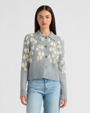 NVLT Long Sleeve Collared Printed Sweater - Blue