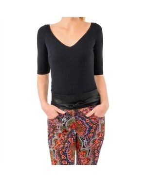 Gretchen Scott Second Skin 3/4 Sleeve Top - Black