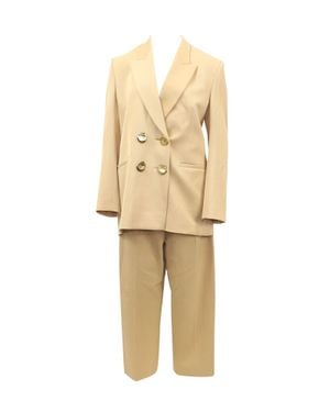 Petar Petrov Jimi Double-Breasted Jacket And Herve Pleated Tapered Pants - Natural