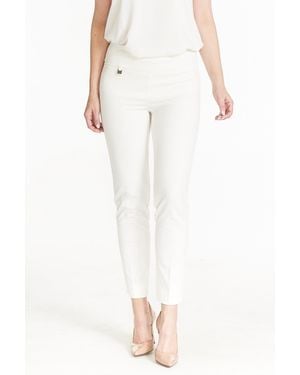 Slimsation By Multiples Wide Band Elastic Waist Pull On Ankle Pant - White