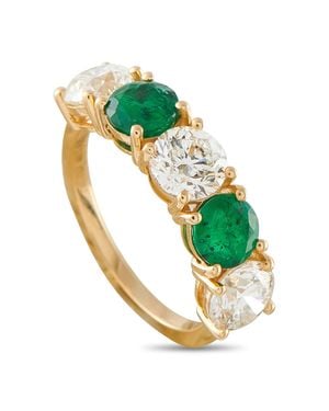 LB Exclusive 18K 2.10Ct Diamond And Emerald 5-Stone Ring Mf16-062226 - Green