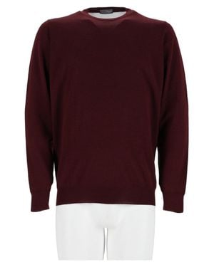 Drumohr Burgundy Crewneck Relaxed Knit Sweater - Red