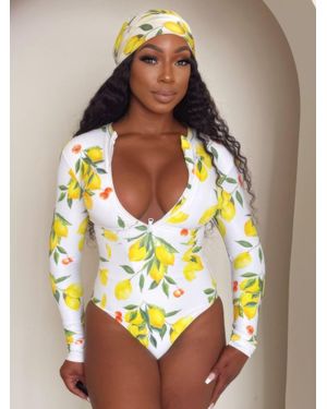 TRUEDAMES Sorrento Citrus Zip One-Piece - Yellow