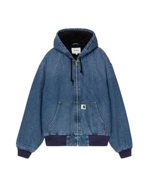 Carhartt Marble Wash Smith Denim Hooded Jacket - Blue