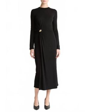 Vince Long Sleeve Side Drape Dress - Black