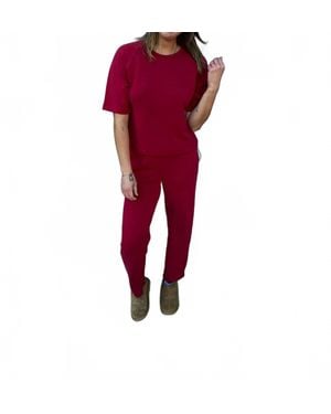 Mono B Laguna Soft Drape Cropped Pants - Red