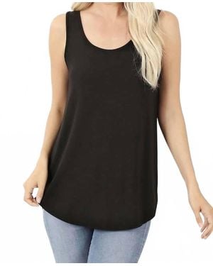 Zenana Modal Round Neck Hem Tank Top Plus - Black