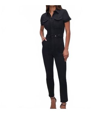 GOOD AMERICAN Fit For Success Denim Jumpsuit - Blue