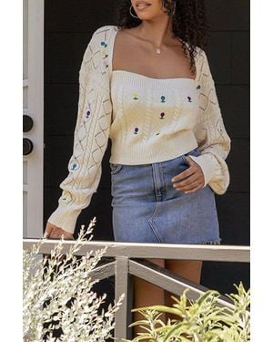 Raga Adoni Knit Sleeveless Top Bolero Set In Cream - White
