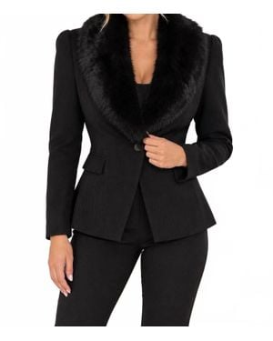 L'Agence Kaisley Fur Collar Blazer - Black