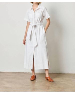 Lilla P Eyelet Trim Maxi Shirt Dress - White