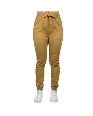 Galaxy By Harvic Loose Fit Twill Jogger Pants - Natural