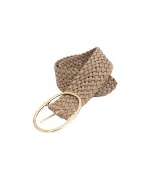 Leto Wide Braided Vegan Leather Belt - White