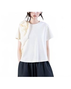 Psophia Cotton T-Shirt With Flower Detail - White