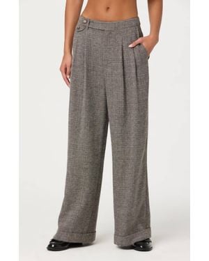 Astr Lanie Relaxed Tweed Pants - Brown