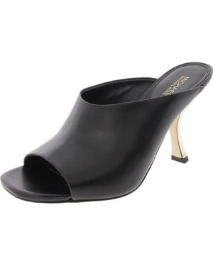 MICHAEL Michael Kors Luna Mule Metallic Leather Mule Sandals - Black