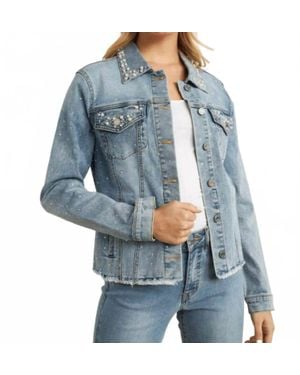 Joseph Ribkoff Pearl Detail Jean Jacket - Blue
