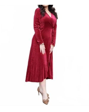 Coco + Carmen Wrap Velvet Dress - Red