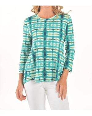 Lemon Grass Tropical Tie Dye Bamboo Top - Blue