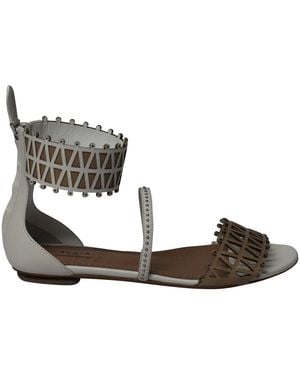 Alaïa Alaia Ankle-Cuff Laser Cut Sandals - Metallic