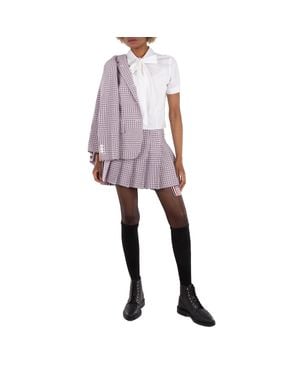 Thom Browne Check-Pattern Pleated Miniskirt - Purple