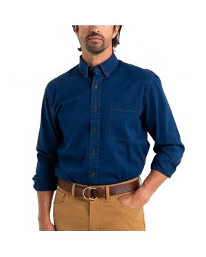 Duck Head Worley Cotton Denim Long Sleeve Shirt - Blue