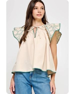 Strut & Bolt Maddy Flutter Blouse - Natural
