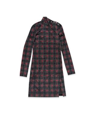 CALLIPYGIAN Stretch Plaid Mini Dress - Black