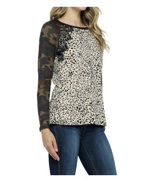 ELLISS Camo & Leopard Top - Brown