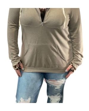 Blumin Animal Print Kangaroo Pocket Hoodie - Natural